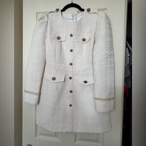 Elegant Cream Tweed mini dress